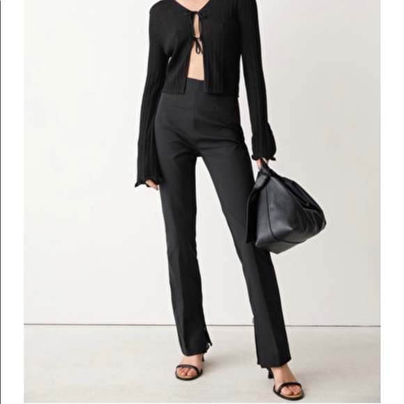 NEW & Others Stories Slim Zip-Cuff Trousers, black, organic cotton, size 34 - Picture 5 of 5